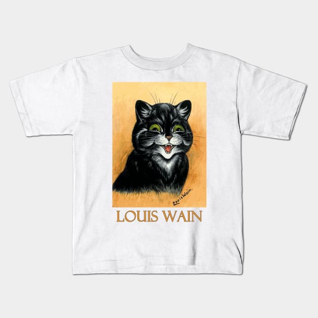 Happy Cat by Louis Wain Kids T-Shirt by Naves